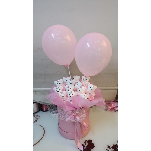 Pembe Kutu Ayıcıklar ve Balonlar - Hoşgeldin Bebek