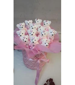 Rosa Box mit Teddybären – Willkommen, Baby